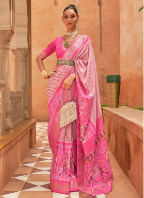 Pink Patola Woven Silk Designer Saree