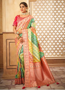 Festive Wear Art Silk Saree In Multi Color