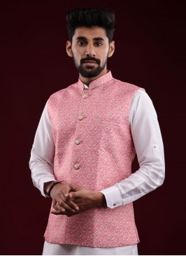 Festive Wear Brocade Silk Nehru Jacket