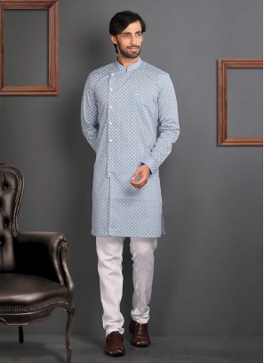 Festive Wear Light Grey Color Kurta Pajama