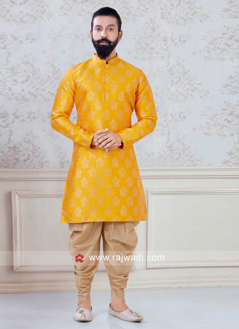 Festive Wear Yellow Indowestern For Men