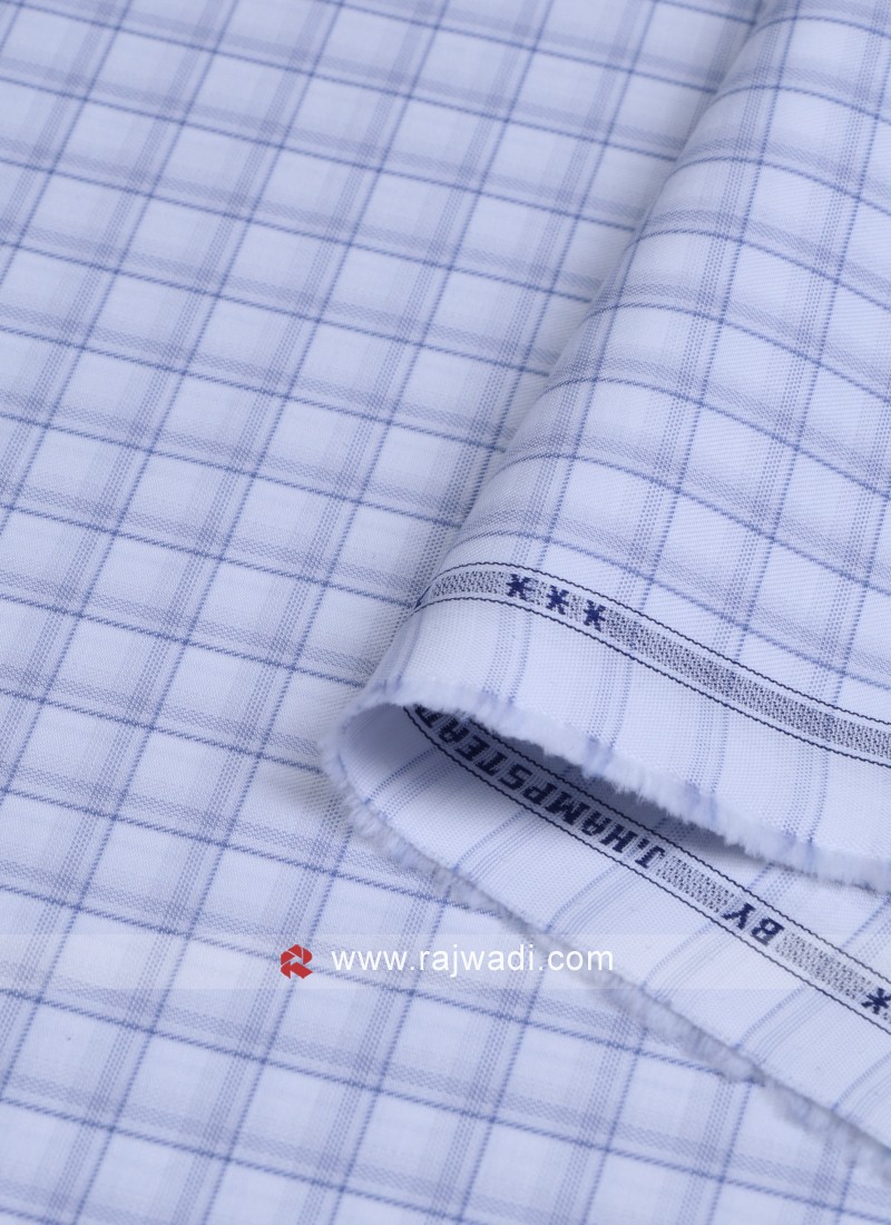 Formal White Simple Checks Cotton Shirt Fabric