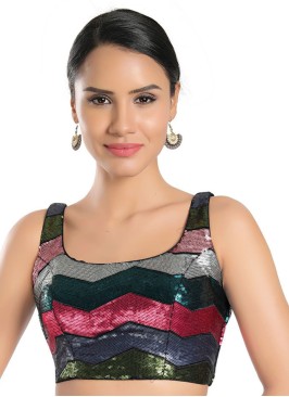 Georgette Sequins Embroidered Multi Color Blouse