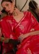 Gleaming Satin Weaving Pink Trendy Saree