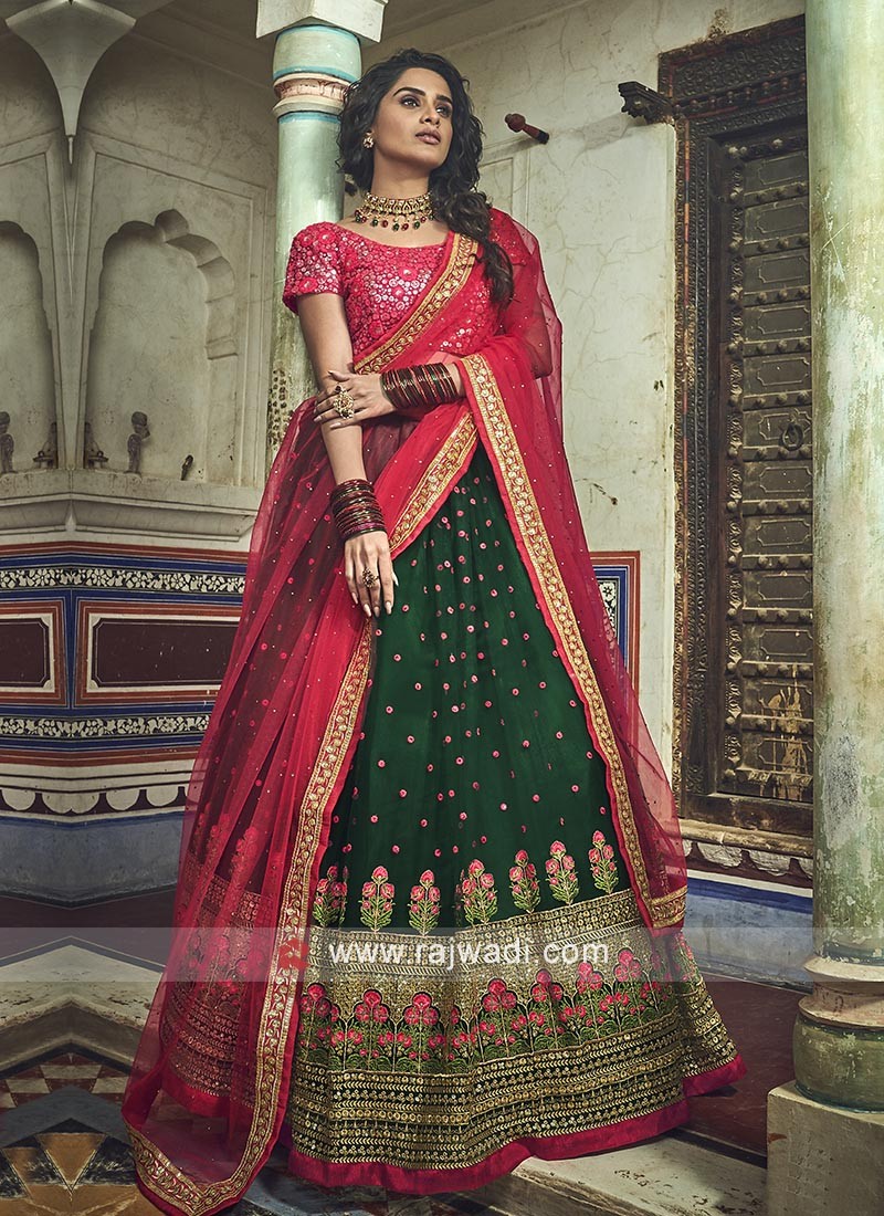 Buy Long Choli Lehenga Embroidered Faux Georgette in Pink and Wine Online :  101036 -