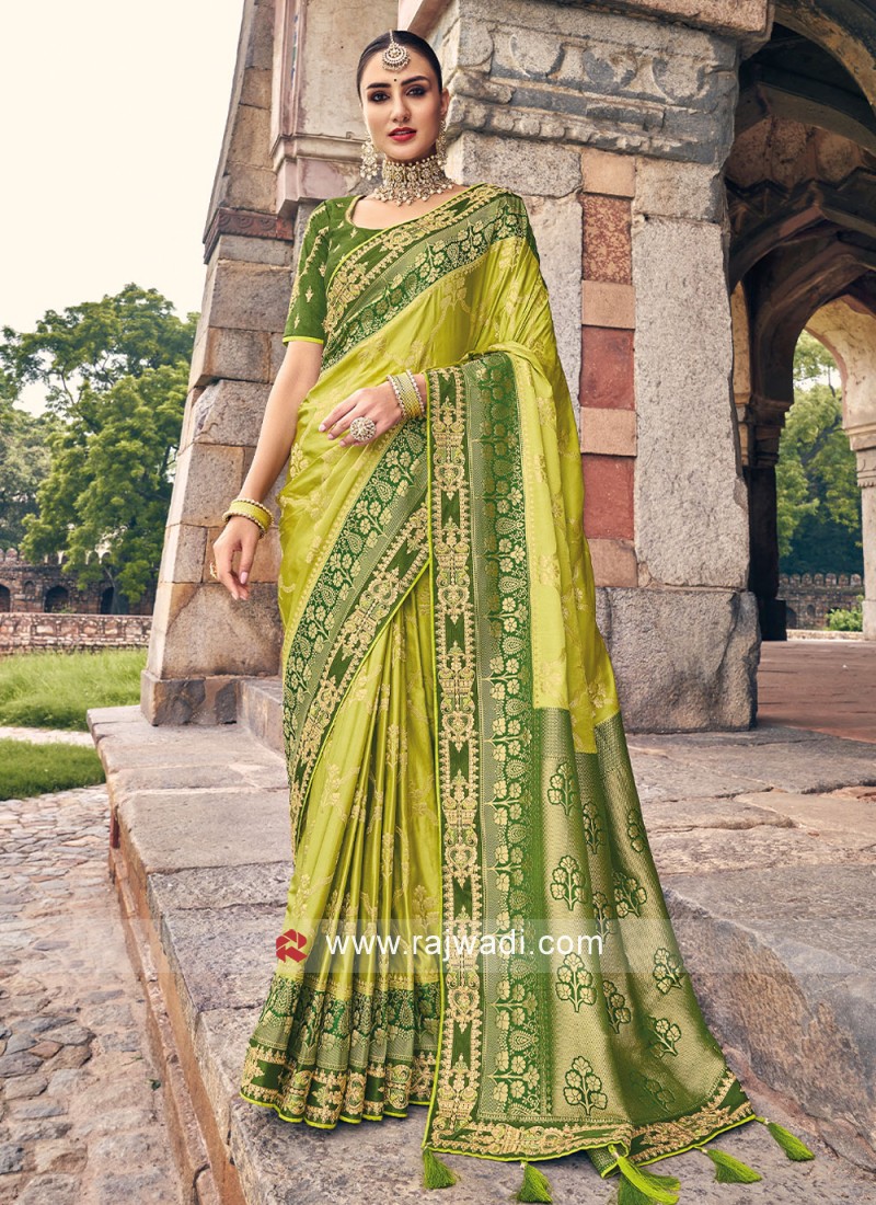 Green Woven Gaji Silk Classic Saree