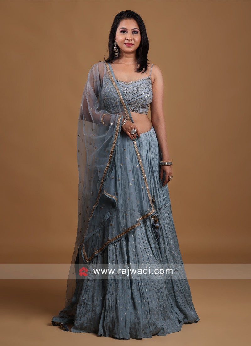 Readymade Choli Suit In Grey Color