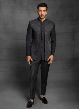 Imported Fabric Black Color Jodhpuri Suit