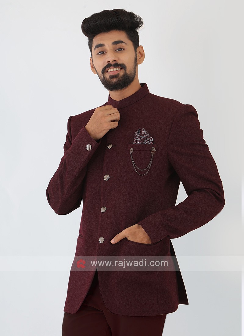 Imported Wine Jodhpuri Suit
