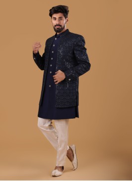 Jacket Style Embroiderd Indowestern For Men