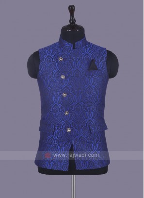 Unique Design Nehru Jacket In Royal Blue