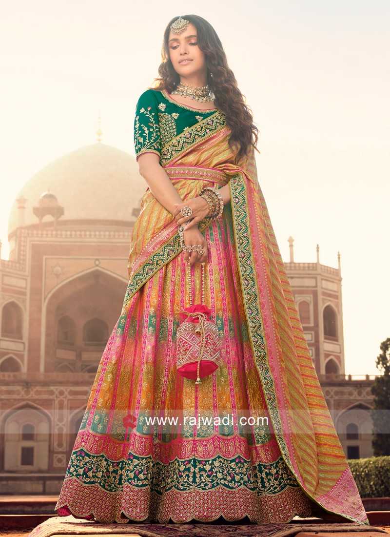 Multi Color Silk Wedding Designer Lehenga Choli
