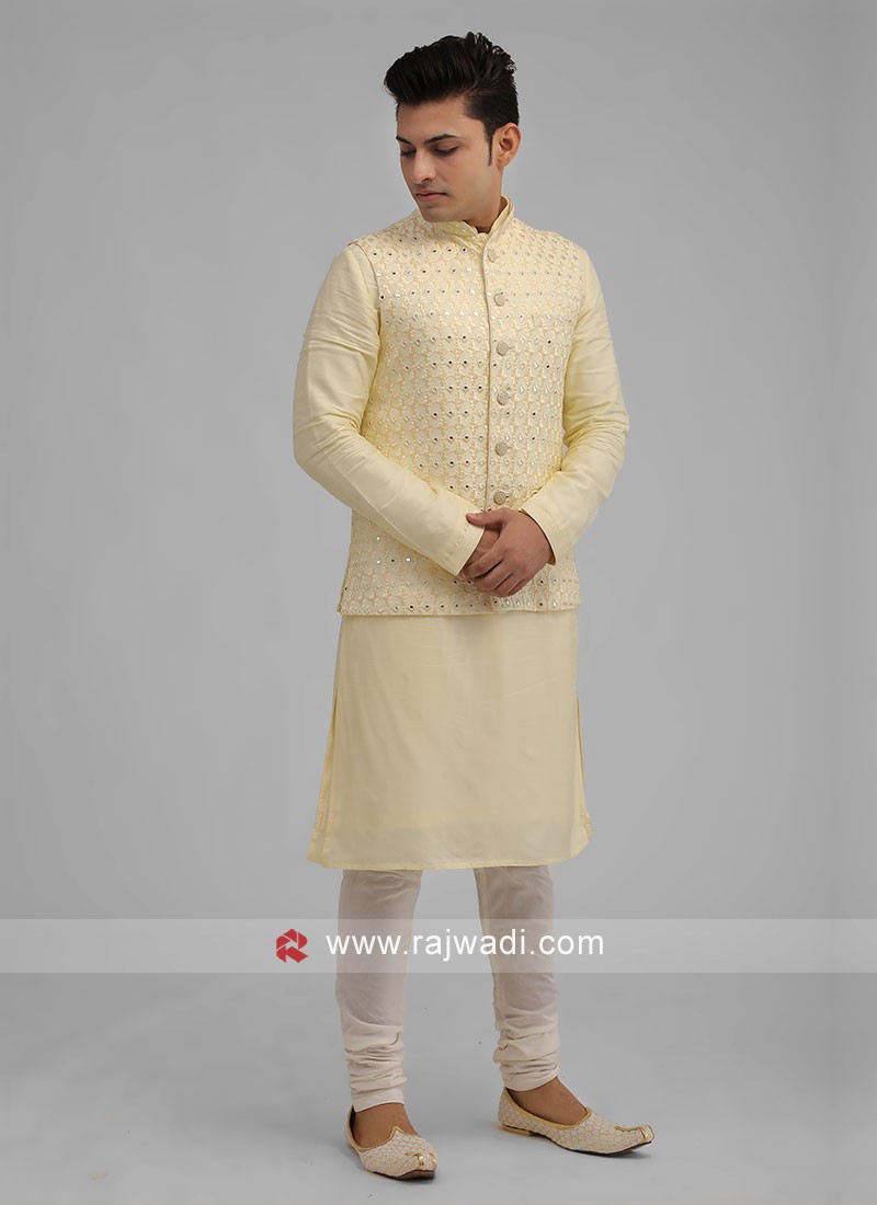 Lemon Yellow Nehru Jacket Suit