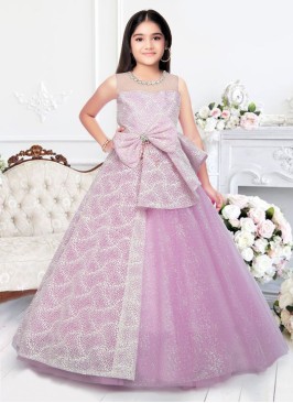 Light Purple Embroidered Net Gown