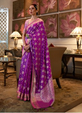 Purple Silk Classic Designer Saree