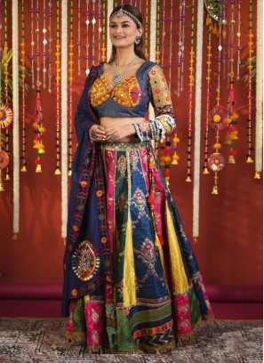 Multicolored Silk Chaniya Choli with Designer Choli