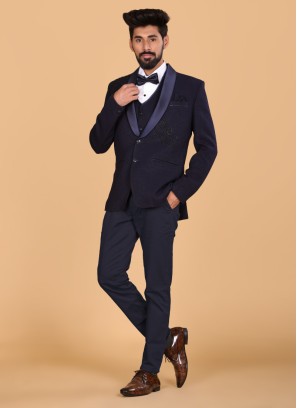 Navy Blue Imported Reception Wear Suit