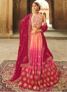 Shaded Pink Wedding Designer Lehenga Choli