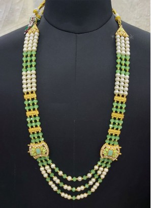 Off White And Pista Green Mala For Groom
