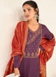 Palazzo Designer Salwar Suit Embroidered Silk in Purple