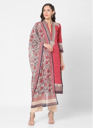 Pant Style Indian Red And Beige Color Suit