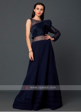 Party Gown In Navy Blue