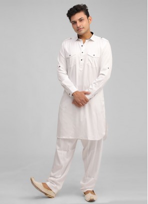 Pathani Suit For Men In White Color