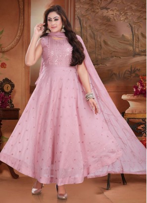 Pink Anarkali Suit with Embroidered Dupatta