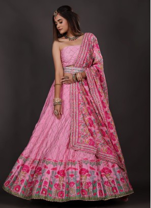 Pink Designer Lehenga Choli with Floral Dupatta