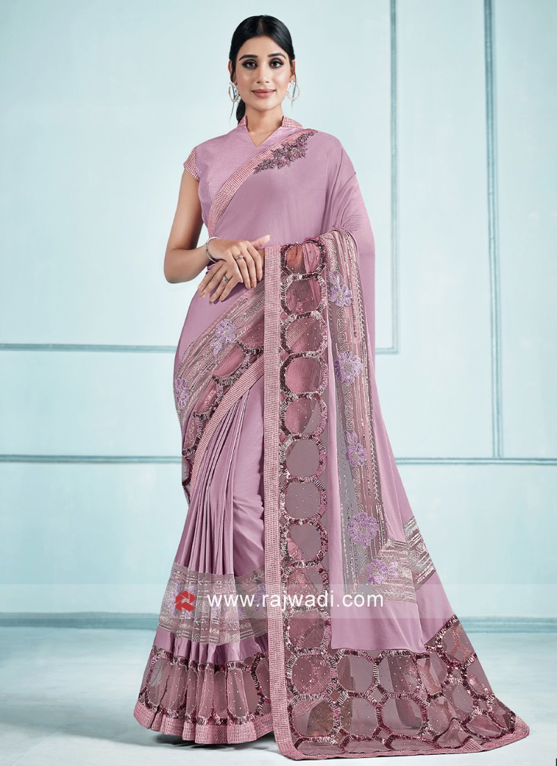 Pink Lycra Wedding Designer Saree