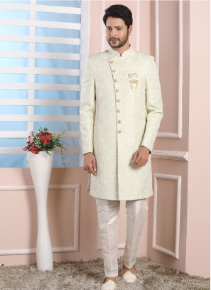 Pista Green Indowestern Set With Trouser