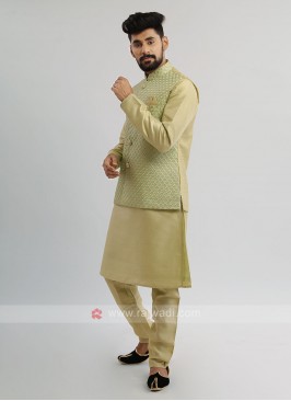 Pista Green Nehru Jacket Set