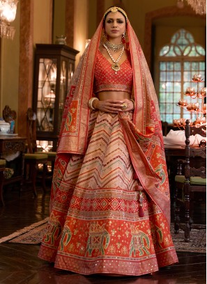 Wedding Wear Embroidered Silk Lehenga Choli