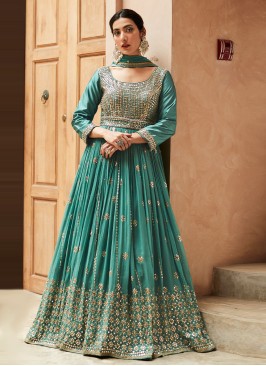 Pretty Sea Green Wedding Anarkali Suit