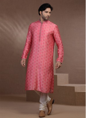Printed Kurta Pajama In Pink Color