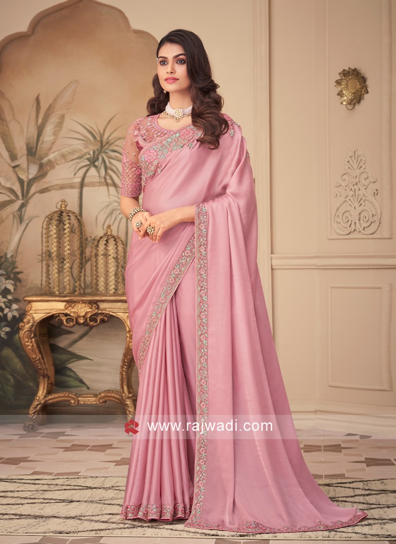 Radiant Pink Silk Contemporary Saree