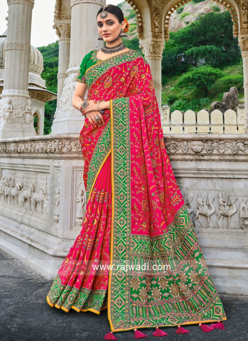 Rani Thread Satin Classic Designer Saree