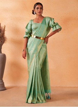 Ravishing Pista Green Kanjivaram Silk Saree
