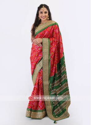 Red And Green Silk Saree