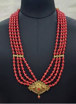 Red Four Layered Mala For Groom