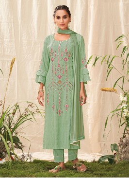 Shagufta Salwar Suit In Pista Green Color