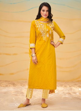 Shagufta Yellow and Cream Pant Style Salwar Kameez