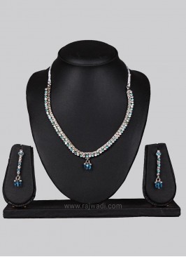 Silver Necklace Set with Dangler Earrings