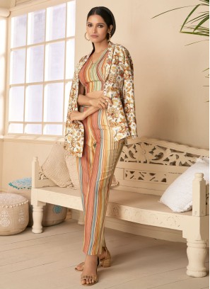 Multi Color Party Wear Designer Silk Co-Ord Set