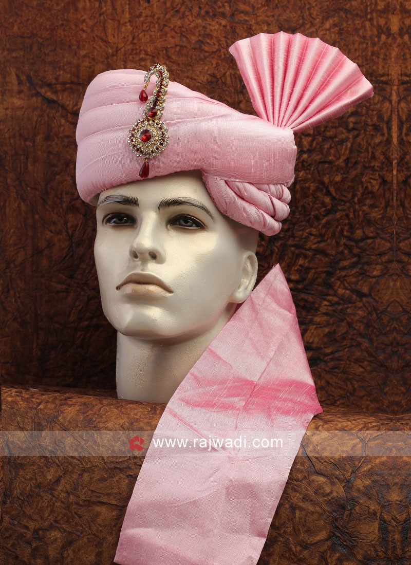 Solid Pink Art Silk Turban