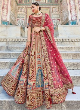 Striking Multi Color Embroidered Bridal Lehenga Choli