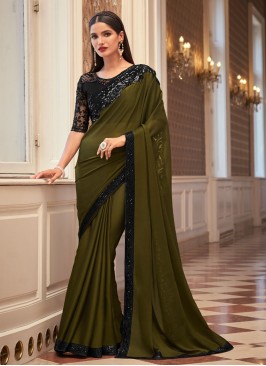 Stunning Mehendi Green Silk Festive Saree