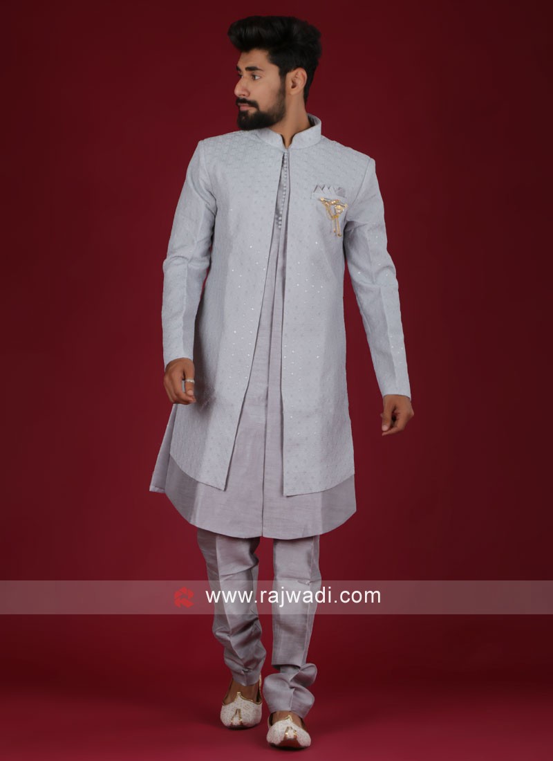 Stylish Art Silk Nehru Jacket Set