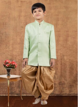 Stylish Jacquard Silk Dhoti Style Indowestern Set