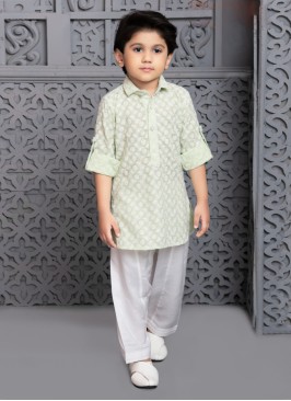Thread Work Pathani Suit In Cotton